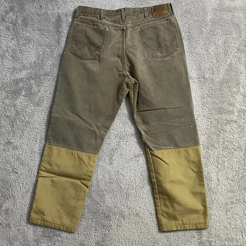 Wrangler Rugged Wear Pants Mens Size 35x28 Brush‎ Briar Brown Canvas Durable